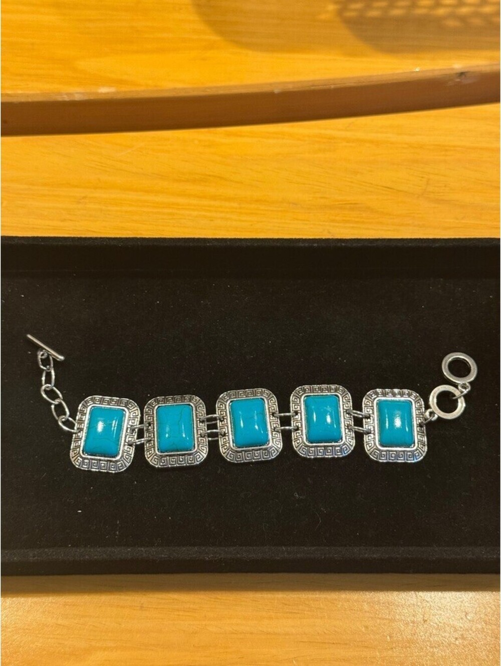Turquoise Blue Square Link Bracelet